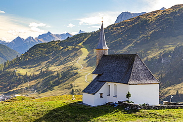 St. Jakobuskapelle on the Hochtannbergpass, Vorarlberg, Austria, Europe