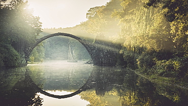 Rakotz Bridge or Devil's Bridge in Kromlau Park, Kromlau, Saxony, Germany, Europe