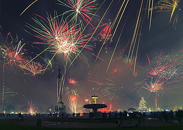 Fireworks, turn of the year, Schlossplatz, Stuttgart, Baden-Württemberg, Germany, Europe