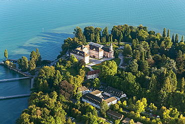 Aerial view, Mainau Island, castle, Lake Constance, Baden-Württemberg, Germany, Europe