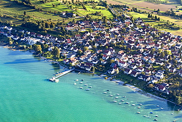 Aerial view, Dingelsdorf, Lake Constance, Konstanz, Baden-Württemberg, Germany, Europe