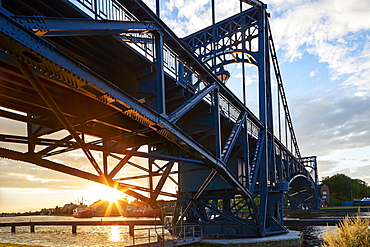 Kaiser-Wilhelm Bridge at sunset, Wilhelmshaven, Lower Saxony, Germany, Europe