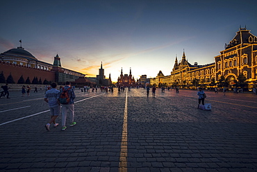 Senatskaya Tower, GUM department store, The National Museum of History, Red Square, Moscow, Russia, Europe