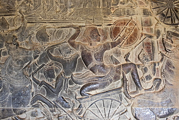 Bas-relief, Angkor Wat, Cambodia, Asia