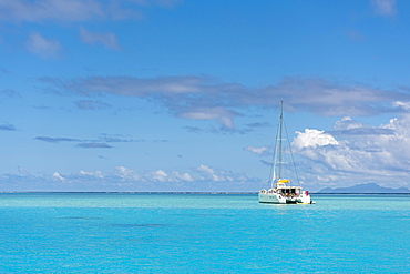 Yacht in lagoon, South Pacific, Raiatea, French Polynesia, Oceania