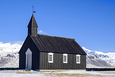 Black Church of Búðir, Snaefellsnes peninsula, Vesturland, Iceland, Europe