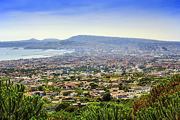 Cityscape taken from Vesuvius volcano, Naples, Campania, Italy, Europe