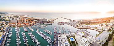 Panoramic, aerial view of marina, Vilamoura, Quarteira, Algarve, Portugal, Europe