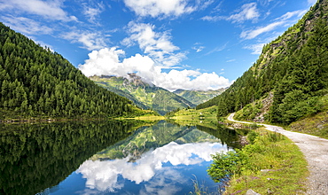 Reflection in the lake, Riesachsee, Rohrmoos-Untertal, Schladminger Tauern, Schladming, Styria, Austria, Europe