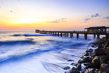 Pier at sunset, Swakopmund, Erongo region, Namibia, Africa