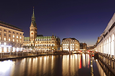 City hall and Alster Arcades by the small Alster, Hamburg, Germany, Europe