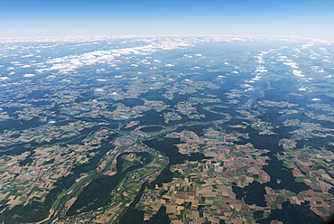 Fields and forest landscape, small clouds, near Amsterdam, The Netherlands, Europe