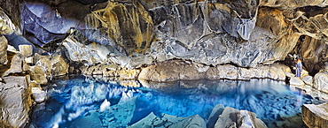 Natural pool Grjótagjá, crevices, hot fountain, Reykjahlíð, Mývatni, Iceland, Europe