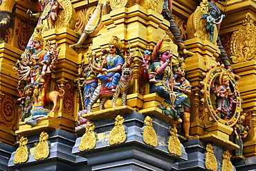 Colorful Hindu temple decorated with figures and gods, Sri Muthumariamman, Matale, Central Province, Sri Lanka, Asia