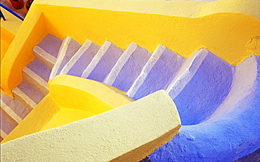 Colorful staircase, Oia, Santorini, Cyclades Islands, Greece, Europe