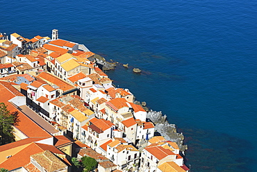 View from La Rocca, Cefalu, Sicily, Italy, Europe