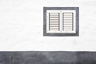 White House facade with closed windows, Ajuy, Fuerteventura, Canary Island, Spain, Europe