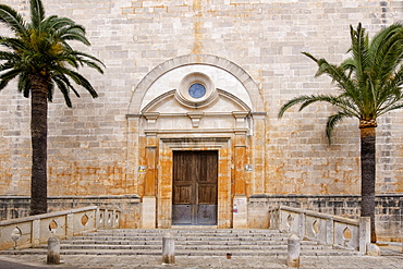 Main entrance of the Church of Sant Andreu, Santanyi, Majorca, Balearic Islands, Spain, Europe