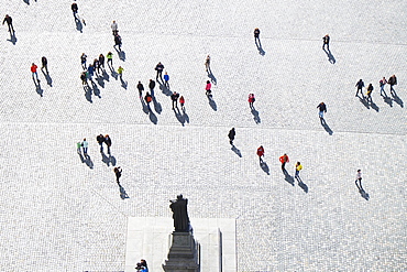 Tourists on the Neumarkt, aerial view from the Church of Our Lady, Dresden, Germany, Europe