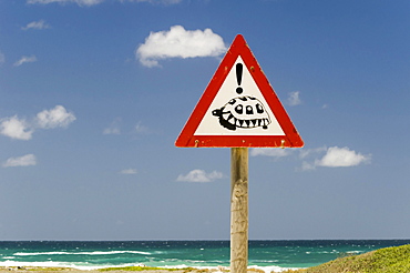 Warning sign, crossing turtles, Cape Agulhas, Western Cape, South Africa, Africa