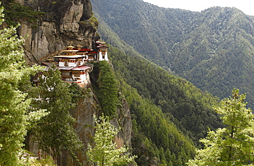 Tiger's Nest Monastery in the cliffside of Paro valley, Taktshang Goemba, near Paro, the Himalayas, Kingdom of Bhutan