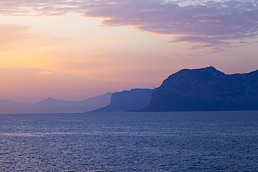 Sunrise over the Tyrrhenian Sea, north coast, Sicily, Italy, Europe