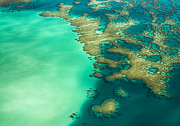 Aerial view, coral reef, Grande Terre Island, New Caledonia, Oceania