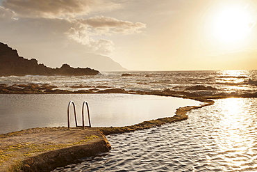 Natural swimming pool at sunset, La Maceta, El Hierro, Canary Islands, Spain, Europe