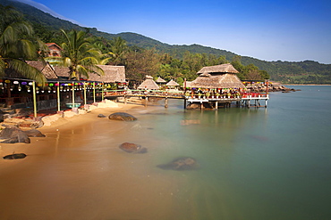 Bamboo huts on the beach at Rangbeach, Danang or Da nang, Quang Nam Province, Vietnam, Asia