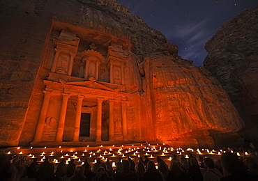 Petra by Night event in front of the Treasury of Pharaoh, Petra, Jordan, Asia