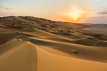 Sand dunes at sunset, Rub' al Khali or Empty Quarter, United Arab Emirates, Asia