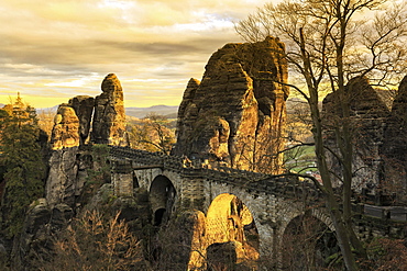 Bastei Bridge, Elbe Sandstone Mountains, Saxon Switzerland National Park, Saxony, Germany, Europe