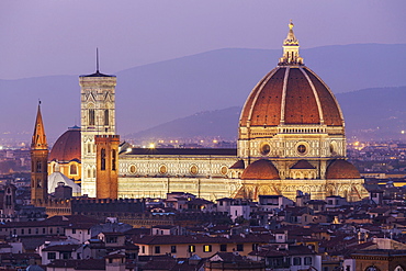 Florence Cathedral, historic centre at dusk, Florence, Tuscany, Italy, Europe