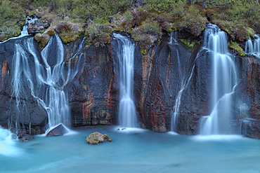 Hraunfossar Waterfall, River Hvita, Iceland, Europe