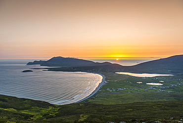 View of the Bay of Keel at sunset, Achill Island, County Mayo, Republic of Ireland