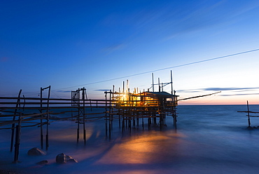 Trabocco, rack for fishing nets, Valle Grotte, La Costa dei Trabocchi, Abruzzo, Italy, Europe