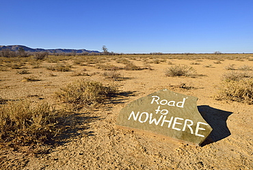 Road to nowhere sign, Namib desert, Namibia, Africa