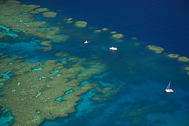 Aerial view of the Great Barrier Reef, UNESCO World Heritage Site, Queensland, Australia, Oceania