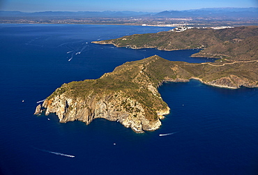 Aerial view, Parc Natural Cap de Creus, Cadaques, Costa Brava, Catalonia, Spain, Europe