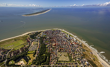 Aerial view, town of Norderney, western part of the island, Wadden Sea, Norderney, island in the North Sea, East Frisian Islands, Lower Saxony, Germany, Europe