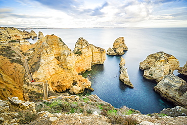 Walkway in the cliffs in Ponta da Piedade, Lagos, Algarve, Portugal, Europe