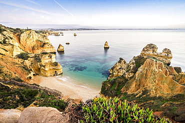 Camilo Beach with cliffs, Lagos, Algarve, Portugal, Europe