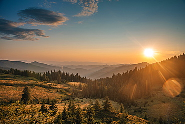 Sunrise in the mountains, Carpathian Mountains, Zakarpattia Oblast, Ukraine, Europe