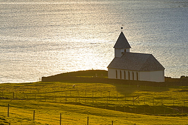 Church by the sea, Vioareioi, Viooy, Faroe Islands, Denmark, Europe