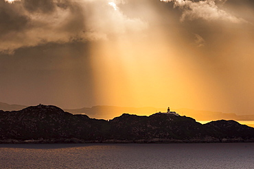 Sunset at the lighthouse of Rona, Strathcarron, Inner Hebrides, Scotland, Great Britain