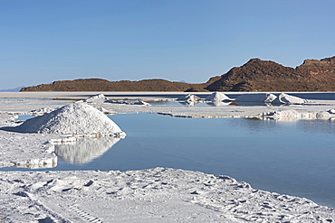 Salt mining at the salt lake Salar de Uyuni, Altiplano, Bolivia, South America