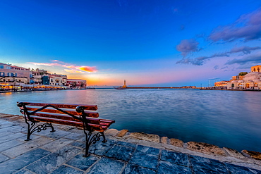 Bank, Port, Sunset, Chania, Crete, Greece, Sunset, Europe