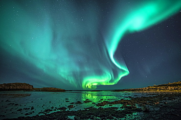 Northern Lights, Borgarnes, Snaefellsnes, Iceland, Europe