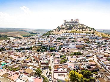 Drone image of Castle of Almodovar del Rio, Cordoba, Andalusia, Spain, Europe