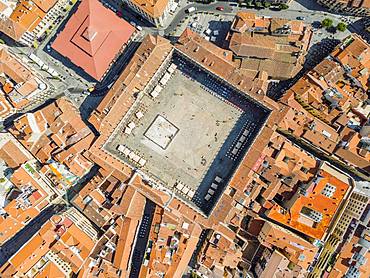 Main square called in Spanish Plaza Mayor, drone image, Salamanca, Spain, Europe